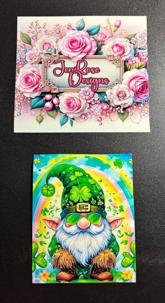 St. Patrick’s Day Laminated Diamond Painting Release Papers 12 Pack (4in x 5in) Choose Teddy or Groovy Gnome Design!