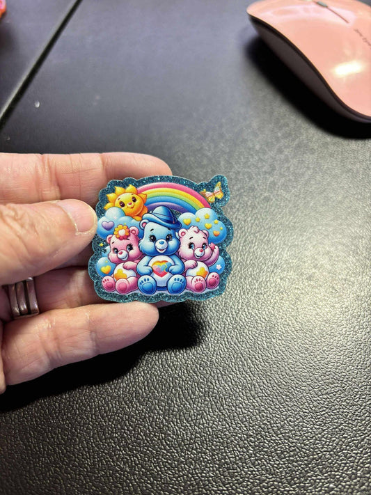 Belly Bear Rainbow Friends Blue Glitter Diamond Painting Cover or Needle Minder Cross Stitch Hobby Lover Gift