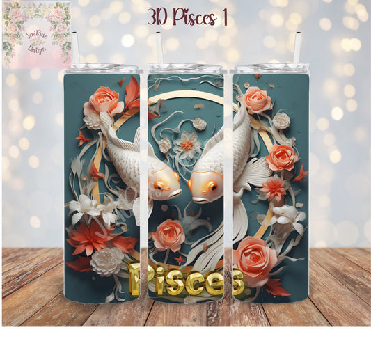 20 oz Tumbler 3D Zodiac -Pisces 1