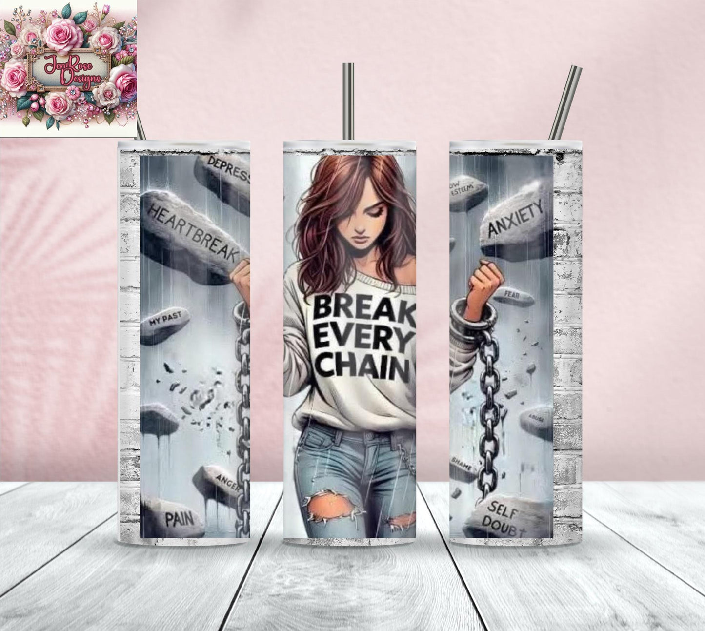 Break Every Chain 20 Tumbler and Laminated Diamond Painting Release Papers
