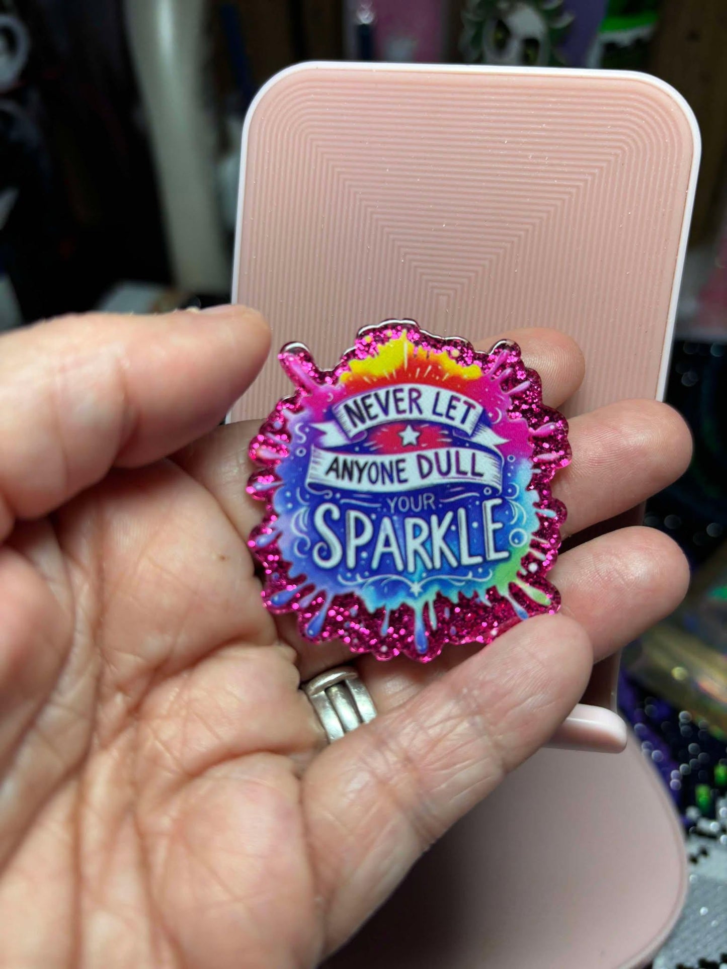 Never Let them Dull Your Sparkle Cover/Needle Minder. Diamond painter cross stitch holiday birthday gift