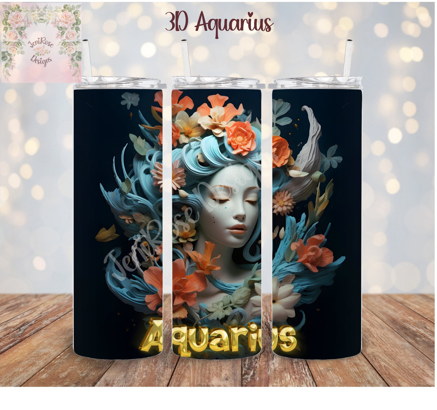 20 oz Tumbler 3d Zodiac- Aquarius