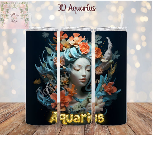 20 oz Tumbler 3d Zodiac- Aquarius