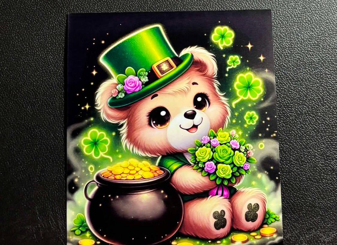 St. Patrick’s Day Laminated Diamond Painting Release Papers 12 Pack (4in x 5in) Choose Teddy or Groovy Gnome Design!