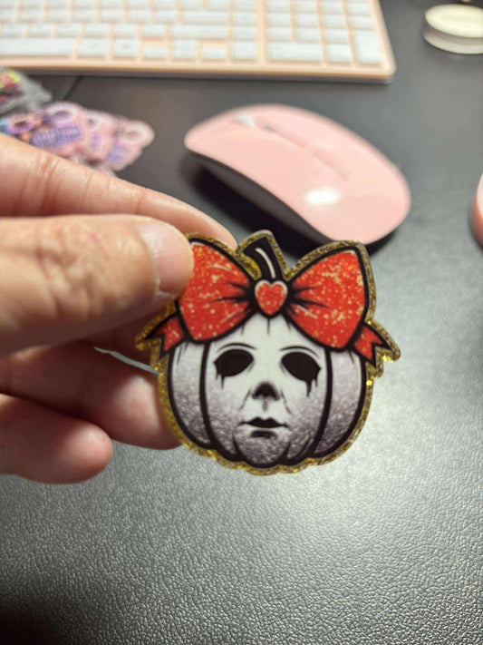 Horror Movie Jack-o'-Lantern Cover Minder / Needle Minder – Glitter Acrylic | Scream, Michael Myers, Jason, Pennywise | Halloween Craft Gift