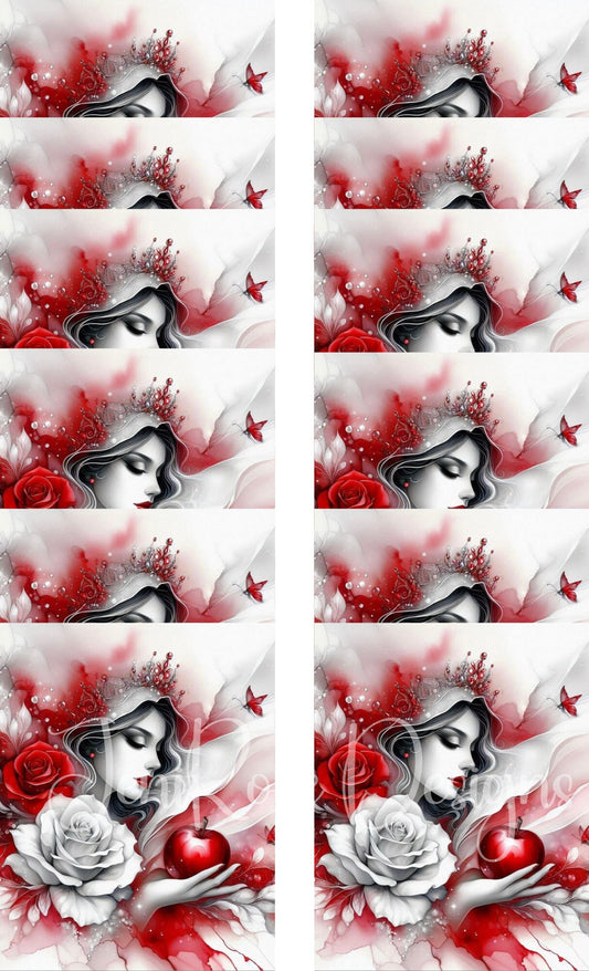 Snow White Inspired 20 oz Tumbler, 15 in Canvas Tote Bag, and A5 Faux Leather Journal with Matching Pen Diamond Painting Release Papers