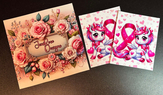 Diamond Painting Release Papers Laminated 4inX5in Breast Cancer Awareness CUTE Unicorn