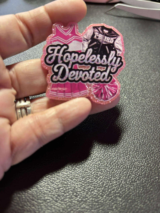 Hopelessly Devoted Diamond Painting Cover Minder / Cross Stitch Needle Minder – Pink Glitter Acrylic, Romantic Craft Magnet