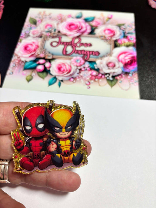 Deadpool Wolverine Cute  Fun Diamond Painting Cover Minders / Needle Minders – Adorable Functional!