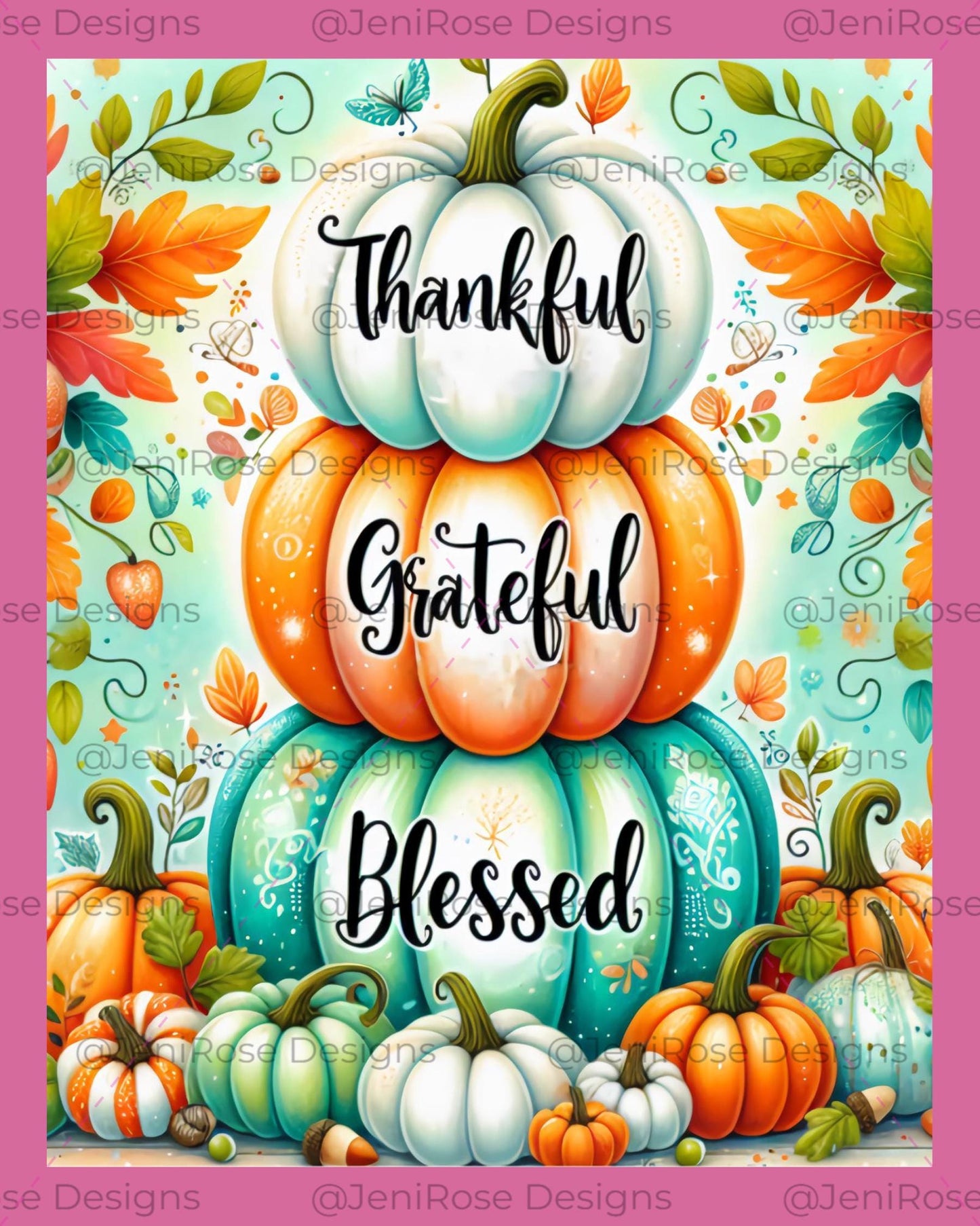 Autumn fall pumpkin Blessed thankful laminates diamond painting release papers fall lovers