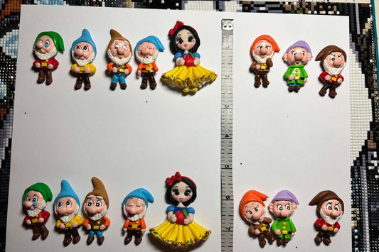 Full 8pc Set SNow White and Friends Diamond Painting Cover Minders Needle Minders Clays hobby crafter gifts