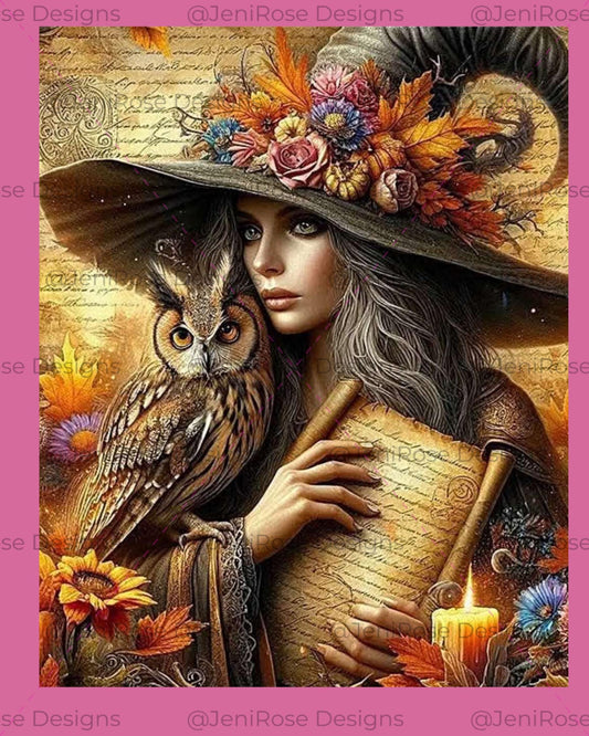 Pretty Witch Autumn Spooky & Fun Halloween Diamond Painting Release Papers – Protect Your Canvas in Style!