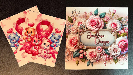 Cute Bear Breast Cancer Awareness Diamond Painting Release Papers - 4x5in Laminated Set