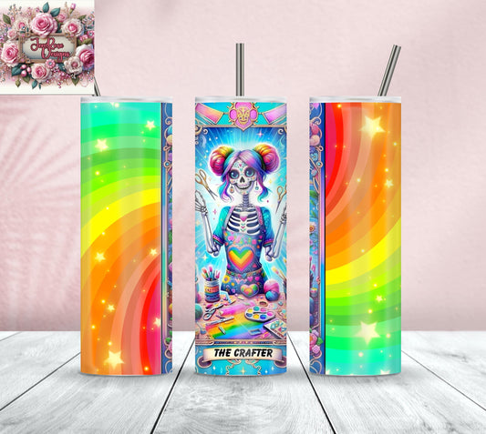 Female Skeleton Crafter PRIDE Tumbler – 20 oz Stainless Steel Sublimation Drinkware for LGBTQ+ Crafters Diamond Painting event 2025
