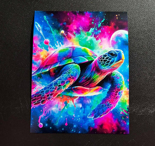 Rainbow Splash Sea Turtle Laminated Diamond Painting Release Papers – 4in x 5in (12 Pack)