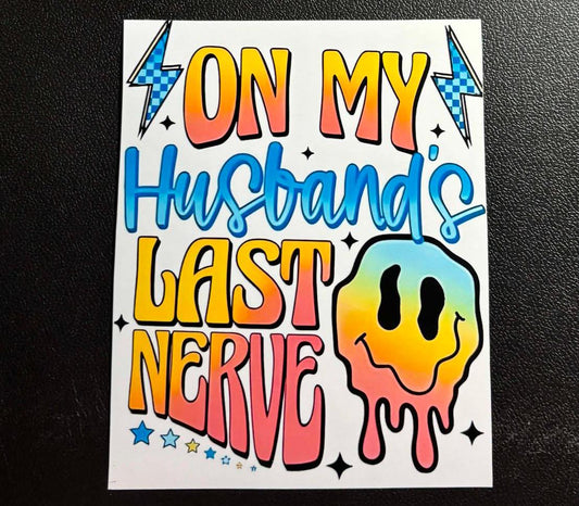 On My Husband’s Last Nerve Laminated Diamond Painting Release Papers – 4in x 5in (12 Pack) Craft hobby gifts accessories funny sassy