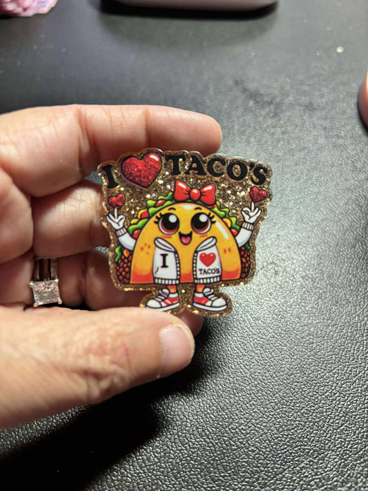 I Love Taco's Diamond Painting Cover Minder / Cross Stitch Needle Minder – Funny Food Lover Accessory, Taco Magnet, Cute Crafting Gift